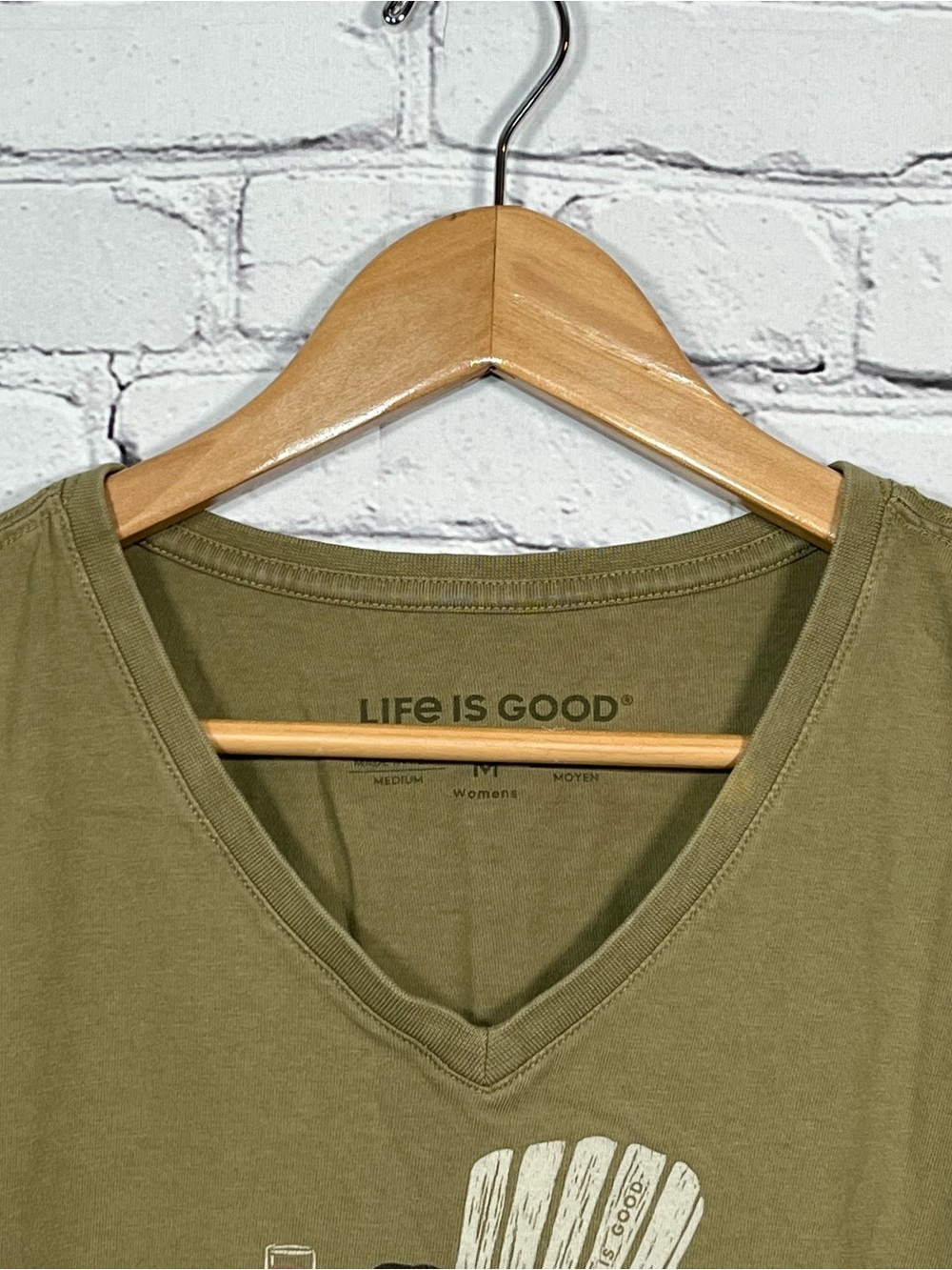 Life is Good Dog Days Crusher T Shirt Womens Size Medium Green Short Sleeve - Picture 3 of 10